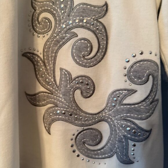 Alfred Dunner 3/4 Sleeve Top - White/Grey - Size XL - Picture 2 of 4